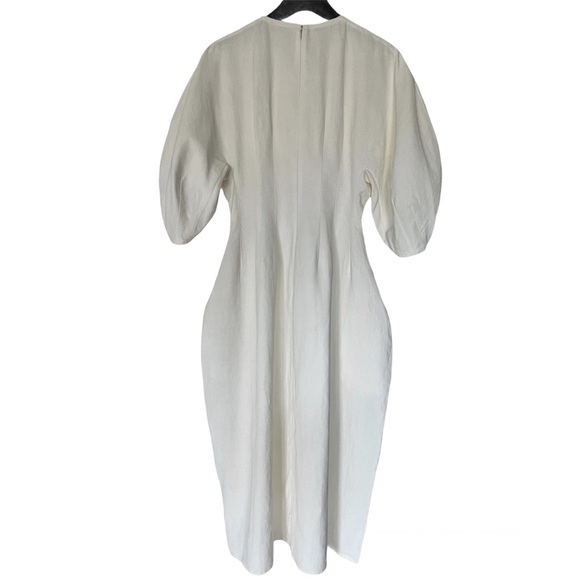 CÉLINE OFF WHITE LINEN DRESS WITH PUFF SLEEVES SIZE 42 BY PHOEBE PHILO - Picture 9 of 16